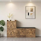 Meuble à chaussures de style maison de campagne avec banc, 4 tiroirs basculants, organisateur de rangement pour chaussures d’entrée avec assise rembourrée confortable, banc à chaussures autoportant
