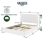 Lit queen-size moderne rembourré en bouclé avec tiroirs de rangement