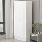 Armoire-penderie à 2 portes, armoire de chambre autoportante avec tringle