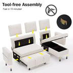 Dyonery 81-Sitzer-Schlafsofa, L-förmiges Ausziehsofa mit wendbarer Recamiere mit Stauraum, USB-Anschluss und verstellbarer Rückenlehne
