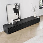 Meuble TV minimaliste avec tiroirs, console multimédia en bois massif avec placards, porte basculante, placage noyer, entièrement assemblée