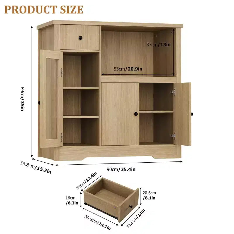 Meuble de cuisine pour micro-ondes avec rangement, 3 portes, 1 tiroir et étagères réglables, meuble de rangement garde-manger