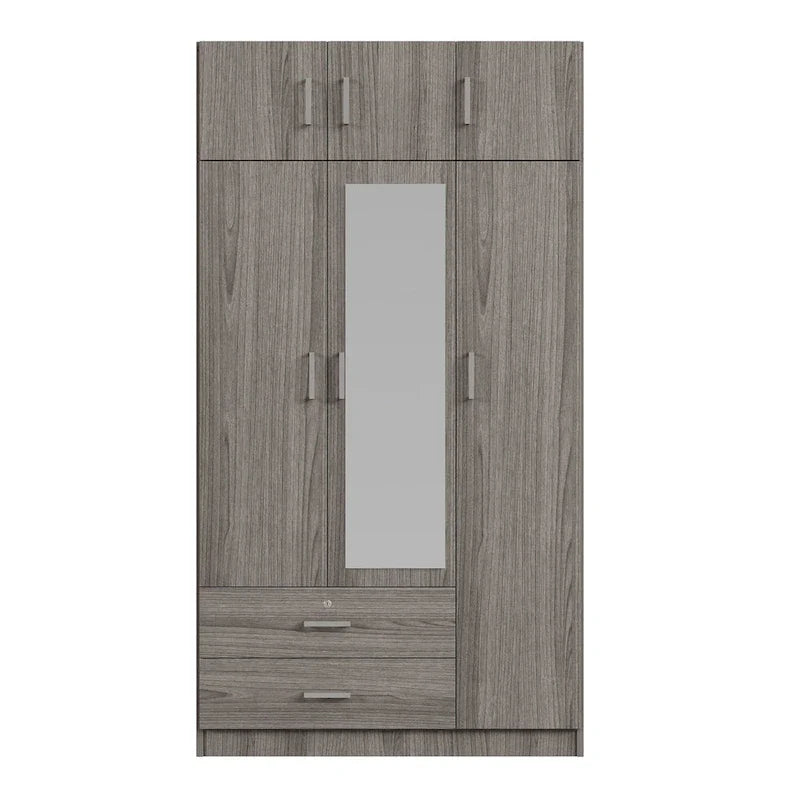 Armoire à miroirs à 3 portes avec 2 tiroirs et placard supérieur