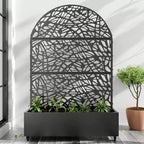 MAYEERTY jardinière en fer noir arquée de 72x47 avec treillis, ensemble de 3 panneaux décoratifs pour jardin, terrasse et balcon
