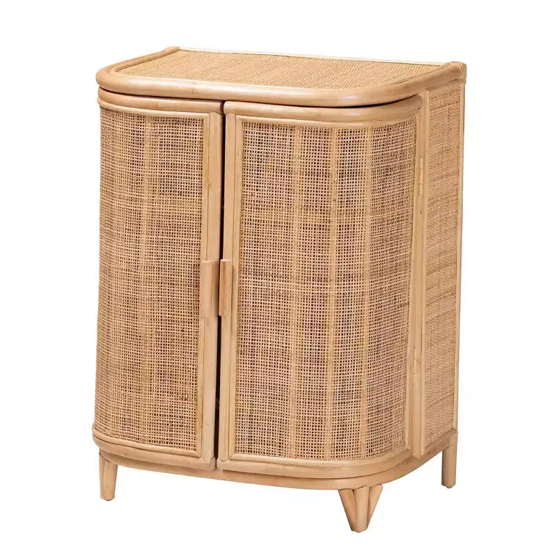 Mobile contenitore in rattan naturale bali & pari Yanka, naturale: lavorato a mano, 2 ripiani, design bohémien