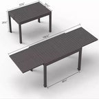 Table à manger Okak en aluminium, extensible, pour patio, salle à manger et cuisine