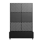Fioriera MAYEERTY con graticcio in ferro nero, Linea Parallela 01, stile classico a persiana combinato, 72x47x16 pollici, set da 3 pezzi