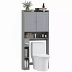 Mobile contenitore HOMCOM sopra il WC, organizer moderno per bagno sopra il WC con 2 ante, porta carta igienica e struttura indipendente salvaspazio