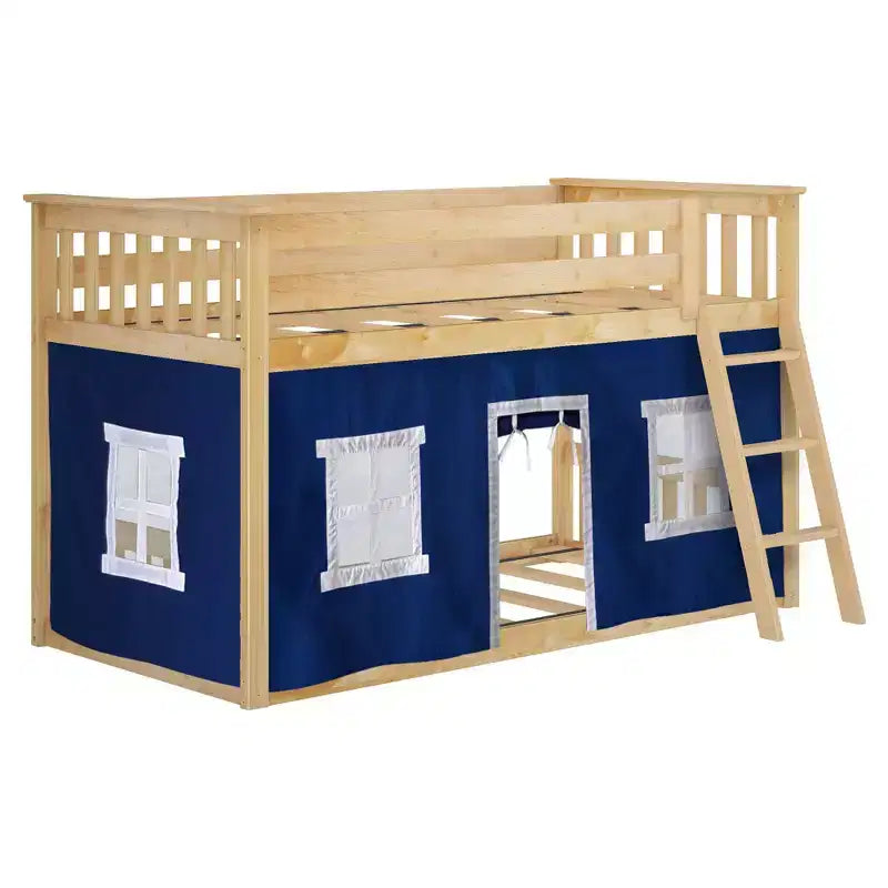 Lit superposé bas Max & Lily, 2 couchages simples, avec rideaux