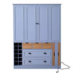 Armoire garde-manger indépendante Whisen de 71 po de hauteur, grand meuble de rangement pour salle à manger avec 4 portes pliantes, étagères et porte-bouteilles