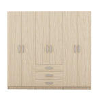 6-Doors Wooden Wardrobe Storage with 3 Big Drawers for Bedroom