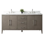 Meuble-lavabo Vanity Art 72 à double vasque avec plateau en marbre reconstitué