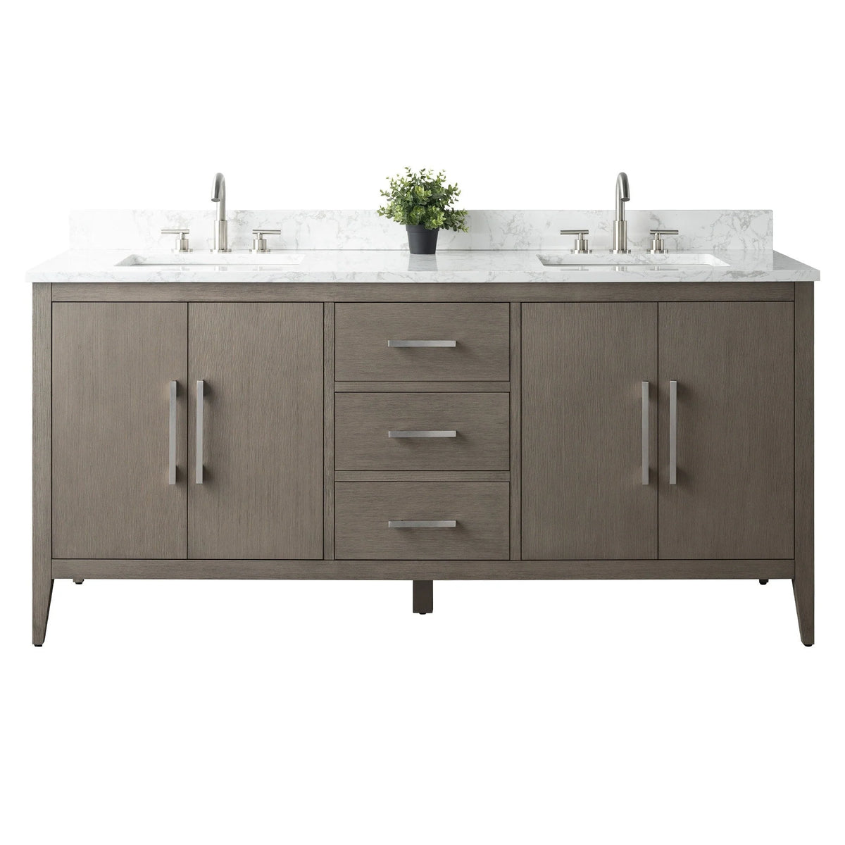 Meuble-lavabo Vanity Art 72 à double vasque avec plateau en marbre reconstitué