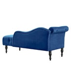 Chaise longue moderna da 60,6" in velluto con bottoni trapuntati, gambe in legno massello e borchie decorative