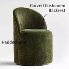 Ensemble de table à manger moderne pour 6 personnes, table ronde à piètement central, fauteuils tonneau pivotants à roulettes, chenille texturée - Panipeachy