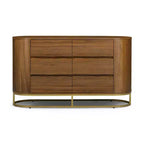 Cassettiera moderna a 6 cassetti con design a bordo vivo, base in metallo e struttura resistente in legno misto