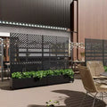 Fioriera MAYEERTY con graticcio in ferro nero, Linea Parallela 01, stile classico a persiana combinato, 72x47x16 pollici, set da 3 pezzi