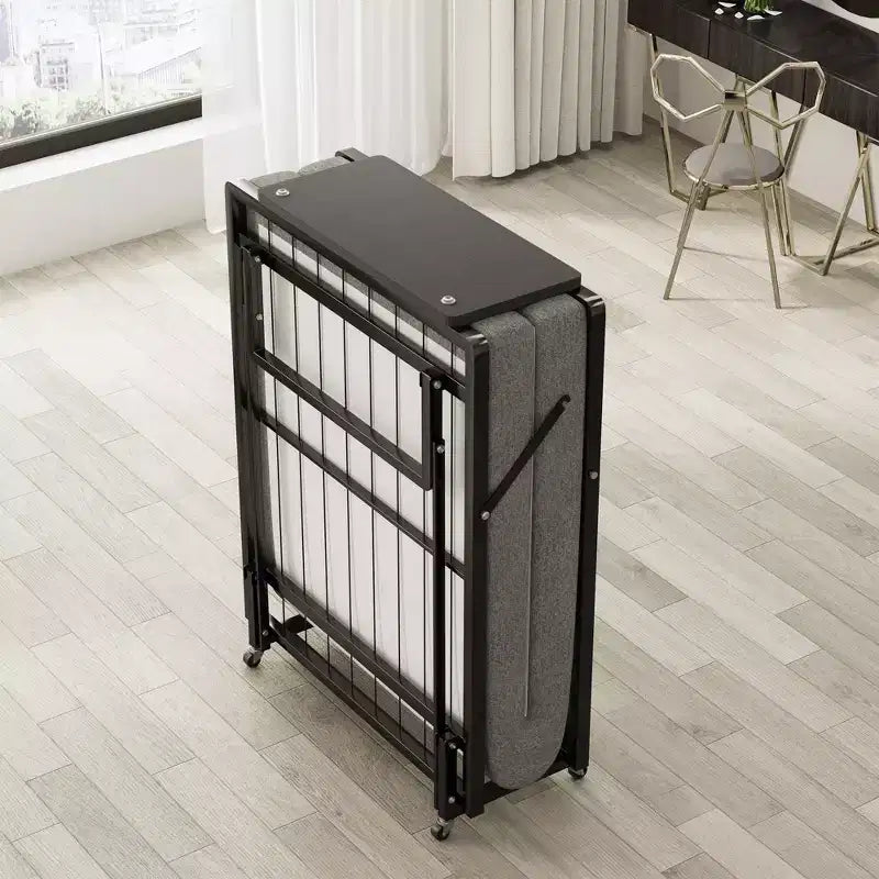 Letto pieghevole con materasso, letto portatile per ospiti con 4 ruote, 4 materassi in schiuma e struttura in metallo, letto richiudibile salvaspazio delle dimensioni di una brandina