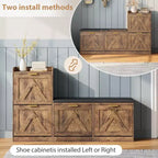 Meuble à chaussures de style maison de campagne avec banc, 4 tiroirs basculants, organisateur de rangement pour chaussures d’entrée avec assise rembourrée confortable, banc à chaussures autoportant