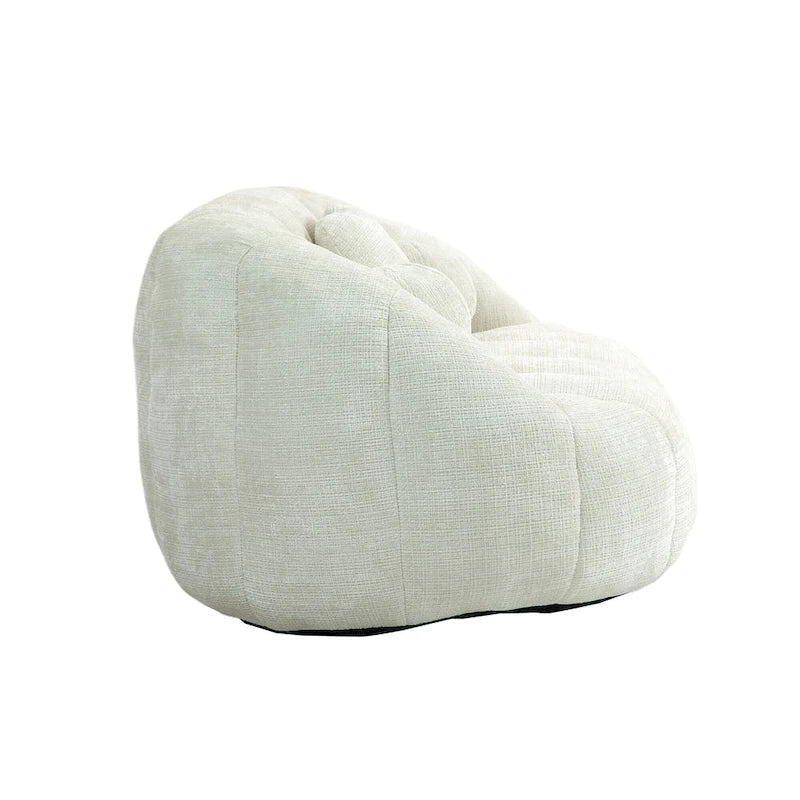Fauteuil lounge blanc de 63,78 po, revêtu de chenille avec mousse haute densité