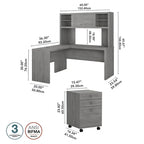 Bureau d’angle Echo en L avec surmeuble et tiroirs