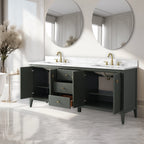 Meuble-lavabo Vanity Art 72 à double vasque avec plateau en marbre reconstitué