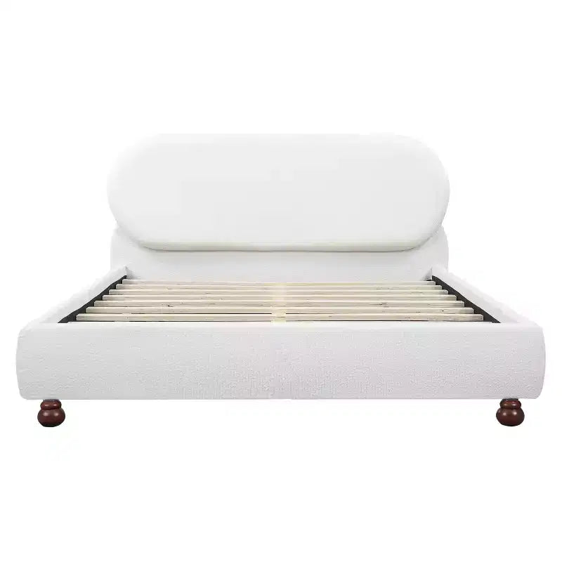 Letto imbottito in bouclé con struttura moderna in legno di gomma Christopher Knight Home Matteo