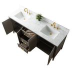 Meuble-lavabo Vanity Art 72 à double vasque avec plateau en marbre reconstitué