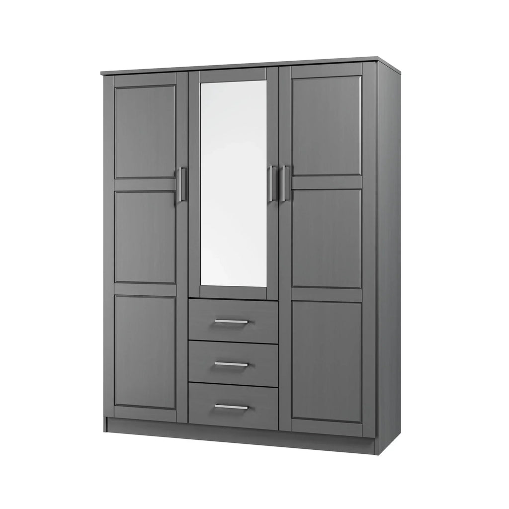 Armadio guardaroba a 3 ante Cosmo Palace Imports in legno massello al 100%, con ante in legno massello o a specchio