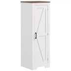 Armadio contenitore HOMCOM in stile rustico con ripiano regolabile, mobiletto decorativo con una porta tipo fienile per soggiorno, dispensa da pavimento, bianco