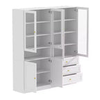 Famapy Combo Glass Doors Display Cabinet Bookshelf Organizer Pantry