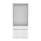 Armoire moderne à deux portes avec 3 tiroirs et 1 tringle pour chambre
