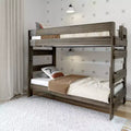 Letto a castello matrimoniale su matrimoniale in legno massello stile casa di campagna Plank+Beam, per adulti