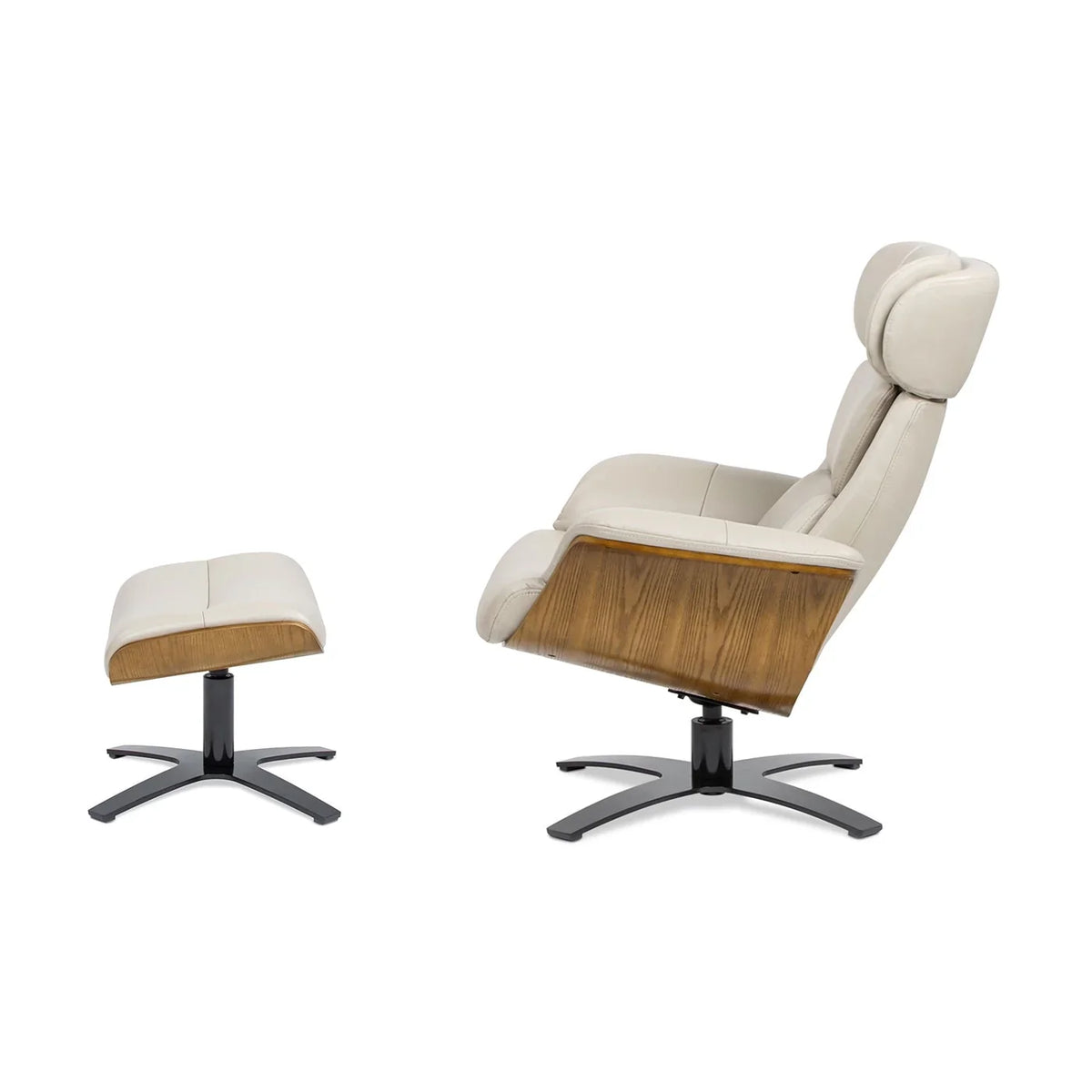 Fauteuil inclinable Jovan 31,5 en cuir véritable avec pouf