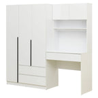 Armoire 3-en-1 avec coiffeuse, ensemble bureau, armoire de chambre avec 2 tiroirs, 3 portes et espace de rangement