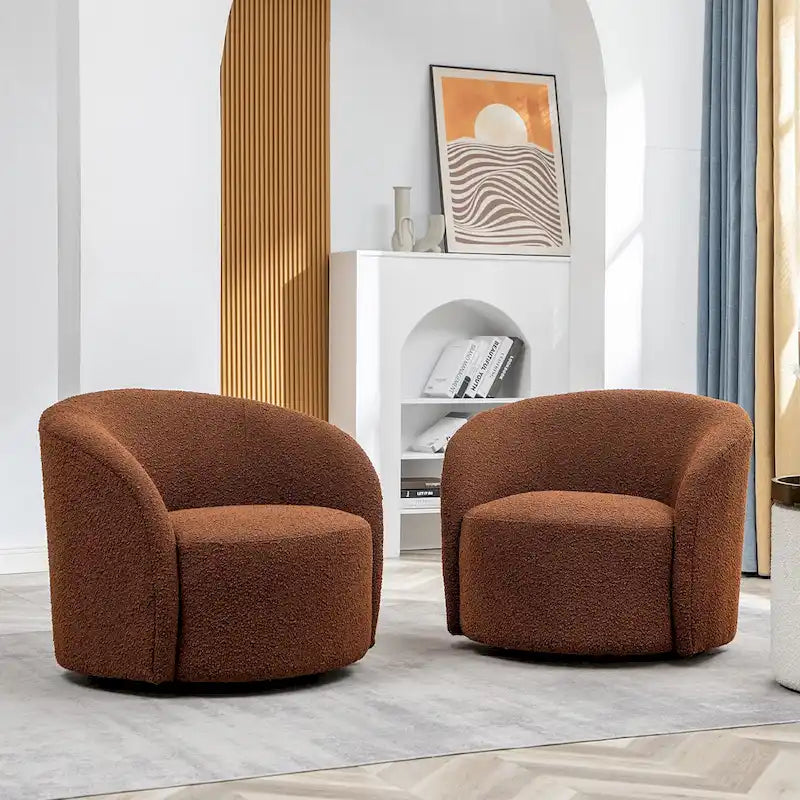 Fauteuil d’appoint pivotant KINWELL en forme de tonneau, rembourré, largeur 34 (lot de 2)