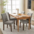 Set di 6/4 sedie da pranzo Parsons con bottoni capitonné, sedie da cucina in tessuto imbottito con gambe in legno e sedute imbottite, stile moderno