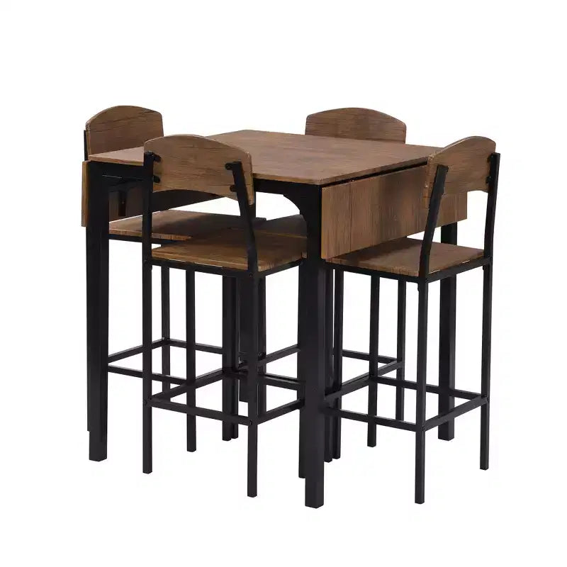 Ensemble Whisen de table à manger de ferme de 5 pièces avec rallonge rabattable, hauteur comptoir, et chaises de salle à manger