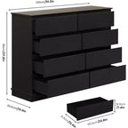 Meuble de rangement à 8 tiroirs, commode à tiroirs profonds, grande armoire à plateau large pour le salon, le couloir ou la chambre d’enfant