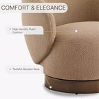 Fauteuil tonneau pivotant rembourré d’appoint Spruce&Spring avec base en bois