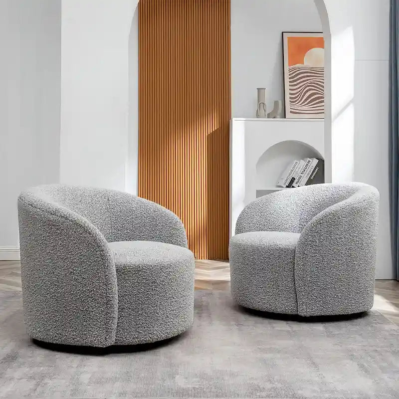 Fauteuil d’appoint pivotant KINWELL en forme de tonneau, rembourré, largeur 34 (lot de 2)