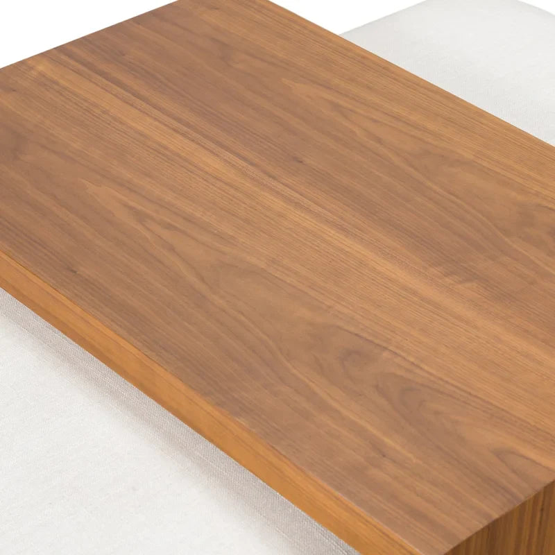 Pouf Jarmo Poly & Bark con tavolino regolabile in noce, vera pelle italiana pieno fiore