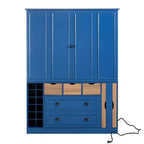 Armoire garde-manger indépendante Whisen de 71 po de hauteur, grand meuble de rangement pour salle à manger avec 4 portes pliantes, étagères et porte-bouteilles
