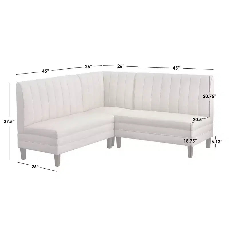 Set da pranzo Lifestorey Kerrington da 4 pezzi con banquette con schienale trapuntato, noce/crema: tessuto effetto lino, tavolo con base a piedistallo