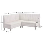 Set da pranzo Lifestorey Kerrington da 4 pezzi con banquette con schienale trapuntato, noce/crema: tessuto effetto lino, tavolo con base a piedistallo