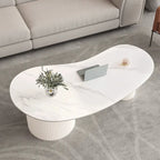 Table basse ovale blanche standard minimaliste avec 2 tiroirs