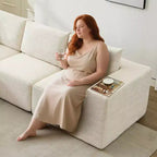 108 modernes Sofa, 3-Sitzer-Sofa in L-Form mit Polsterbezug und Kissen, Sofa mit tiefer Sitzfläche, keine Montage erforderlich