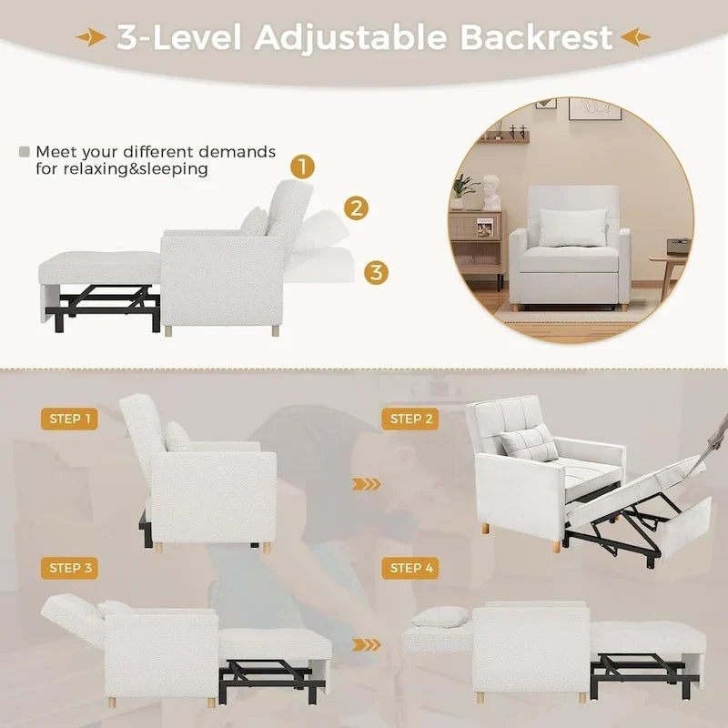 Poltrona divano letto 3 in 1 AECOJOY con cuscino e schienale convertibile