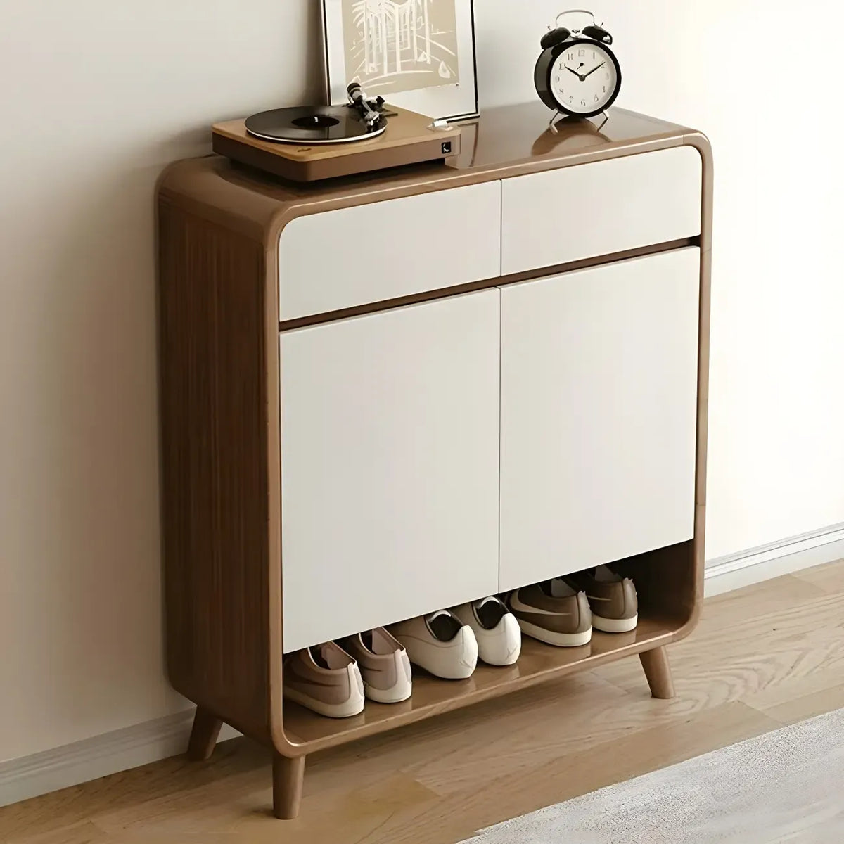 Meuble à chaussures moderne de taille moyenne en bois pour couloir