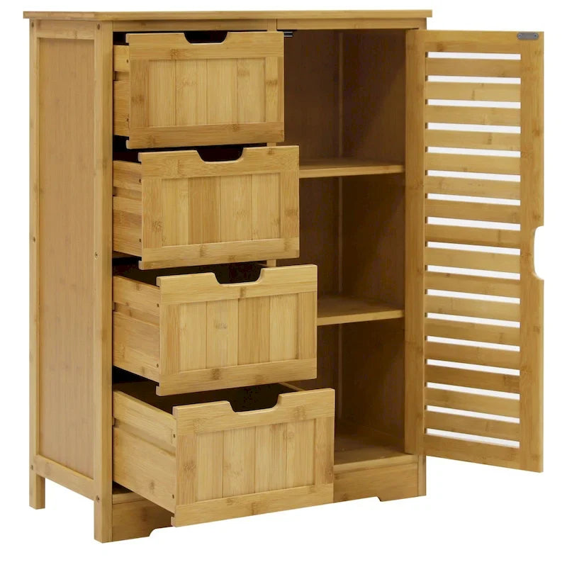 Meuble de rangement bas pour salle de bains VEIKOUS avec 4 tiroirs